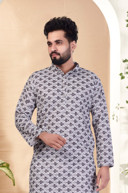 BLACK RAYON DIGITAL PRINT KURTA WITH PAYJAMA SET