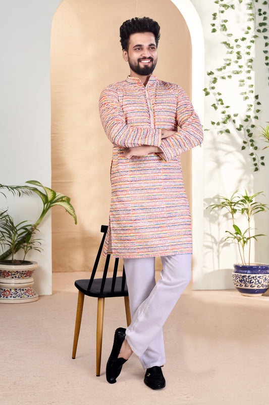 MULTI COLOR RAYON DIGITAL PRINT KURTA WITH PAYJAMA SET