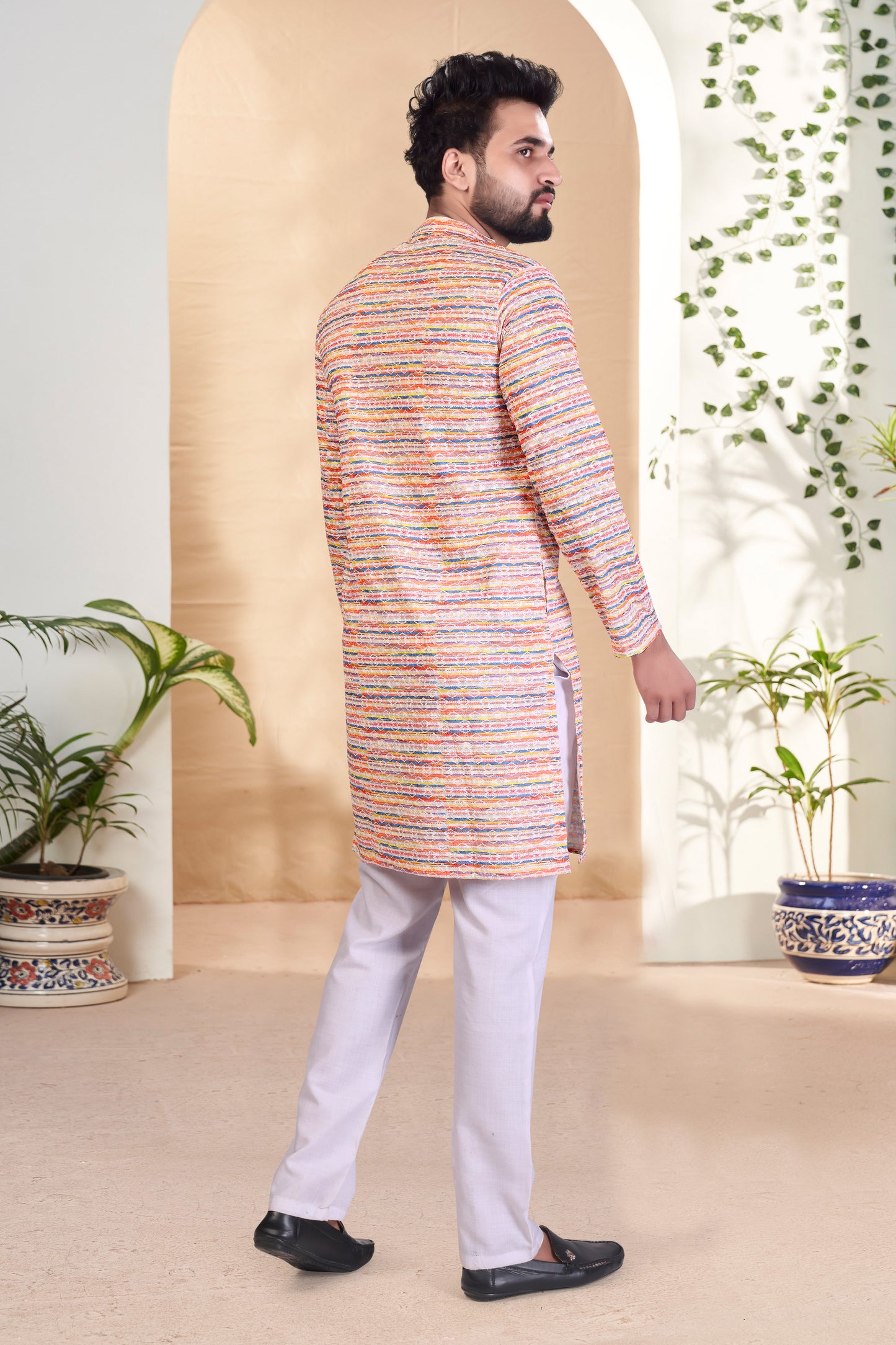 MULTI COLOR RAYON DIGITAL PRINT KURTA WITH PAYJAMA SET