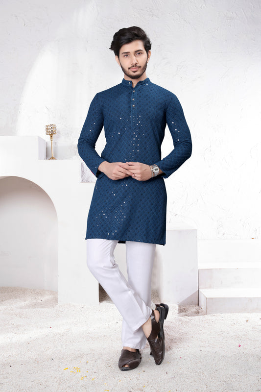 LUCKNOWI CHIKANKARI KURTA